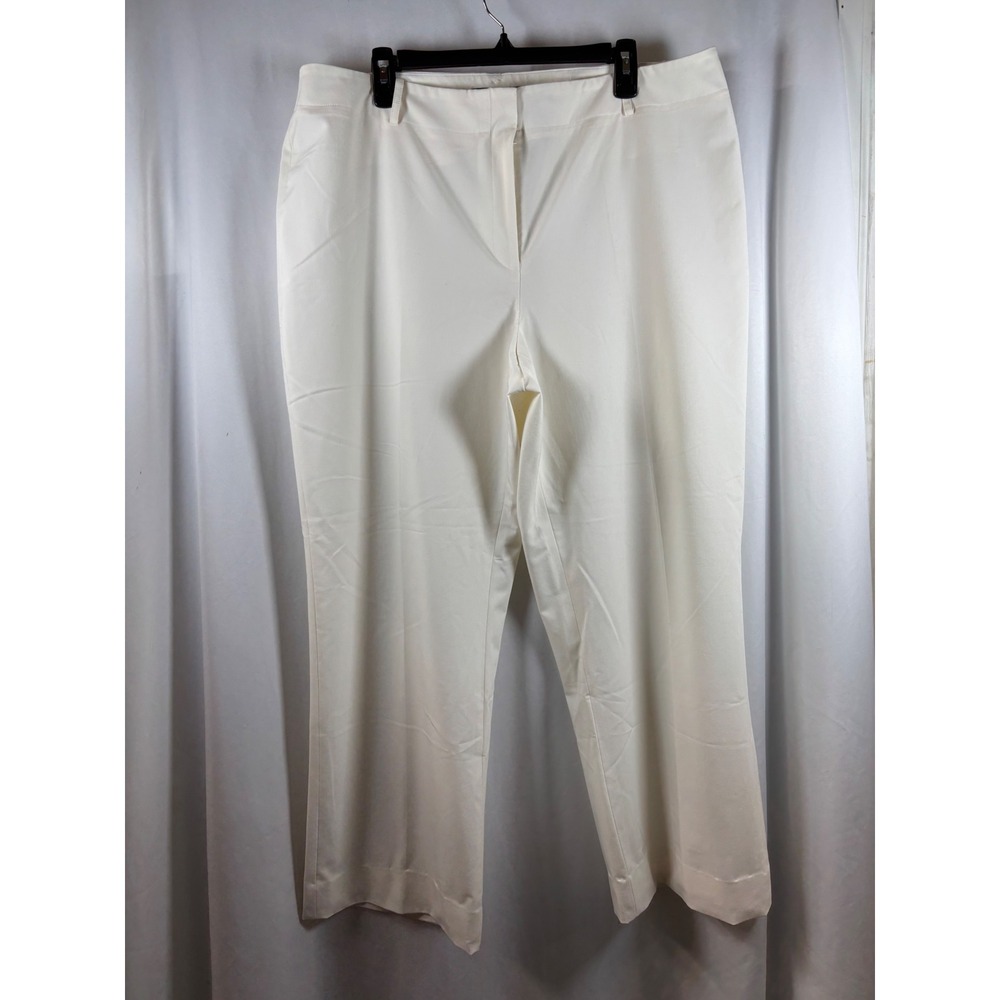 Apostrophe Woman White Dress Pants Size 18W Straight Leg Stretch Career Trousers